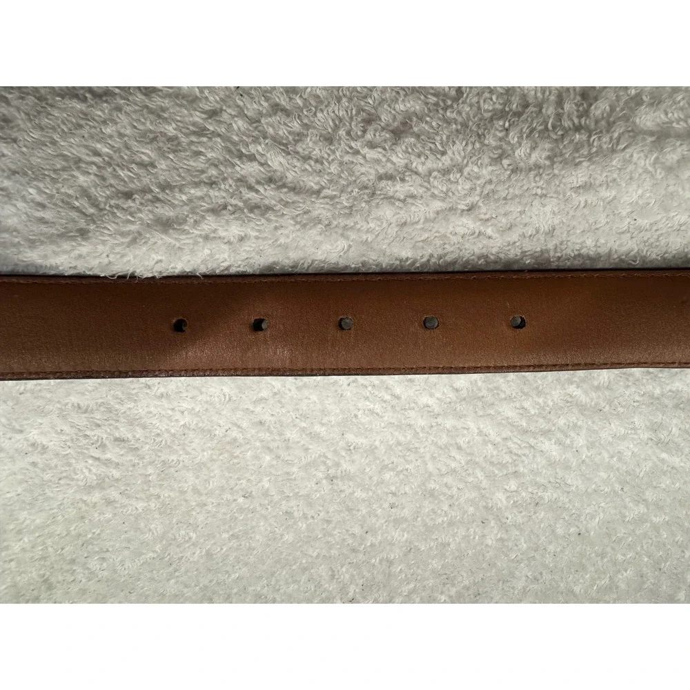 LL Bean Mens Black Full Grain Leather Belt Size 42 Silver Buckle Made in USA